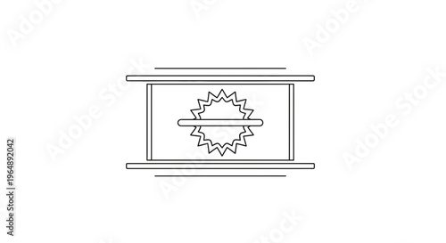 Linear illustration of a precise cutting saw blade within a rectangular frame icon for industrial