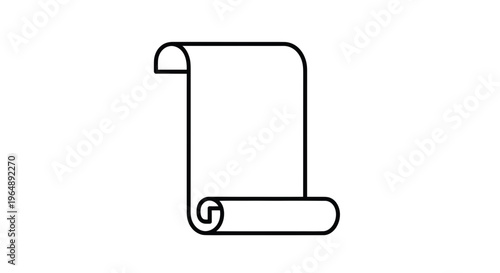 Blank Scroll Paper Roll Icon Vector Illustration - Clean White Parchment for Text