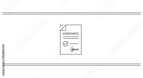 Minimalist line icon representing a finalized business agreement or legal contract with signature