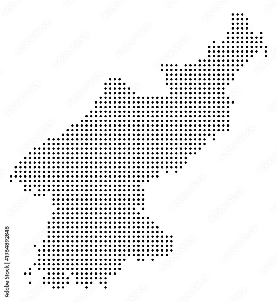 Obraz premium Black Dot North Korea Map Asian Country