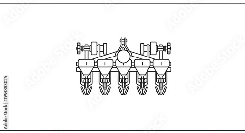 Precision agricultural seeding machinery schematic illustration for modern field crop cultivation