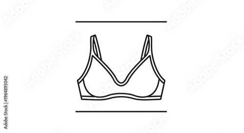 Simple line art illustration of a women's undergarment for daily wear. Minimalist bra icon for