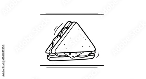 Stylized monochrome deli sandwich illustration conveying simple mealtime pleasure and quick savory