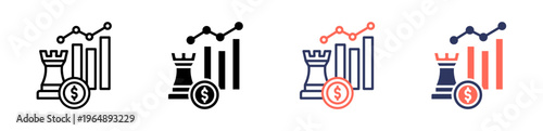 investment strategy icon set multiple style collection