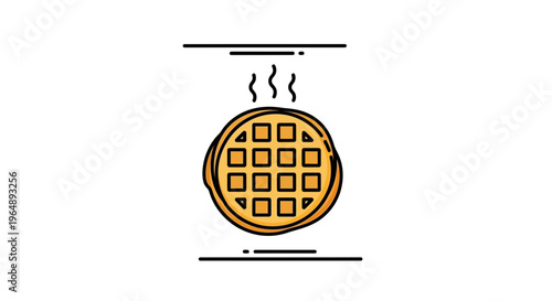 A delightful hot golden breakfast waffle illustration radiating warmth and freshness perfect for