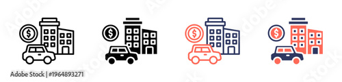 Fixed Asset icon set multiple style collection