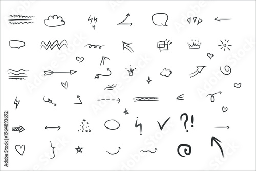 A collection of 44 unique  hand draw symbolic icons and glyphs