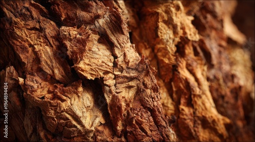 Extreme Close-Up of Rough Leathery Natural Bark Texture Showcasing Earthy Brown Tones and Deep Organic Detail