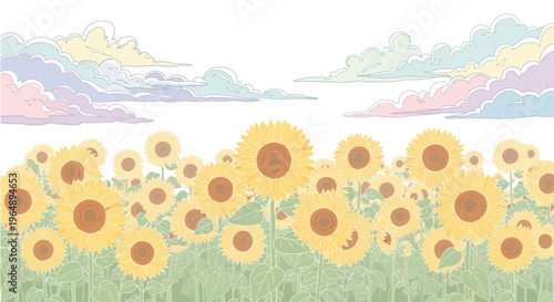 Sunflowers in a field of flowers.