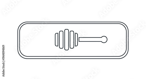 Minimalist outline icon of a classic honey dipper framed by a sleek rounded rectangle for various