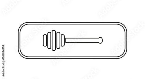 Minimalist black outline icon of a classic wooden honey dipper tool within a rounded frame