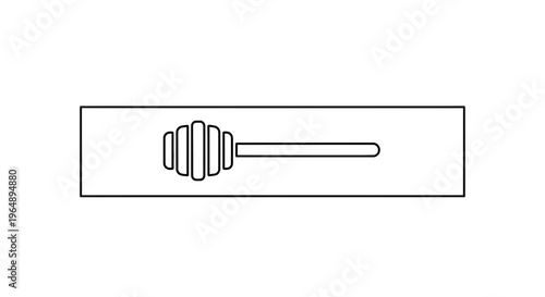Simple black line art icon of a classic wooden honey dipper tool on a clean white background