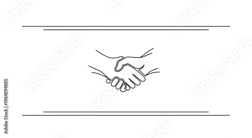 Elegant minimalist continuous line drawing of hands shaking, symbolizing agreement and partnership