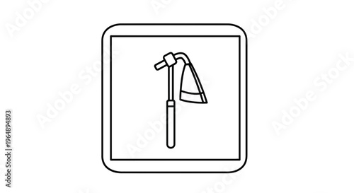 Minimalist Line Art Vector Illustration of a Hand Hoe Tool for Farming and Cultivation