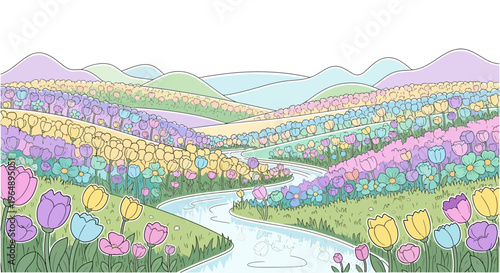 Colorful Tulips in Full Bloom.