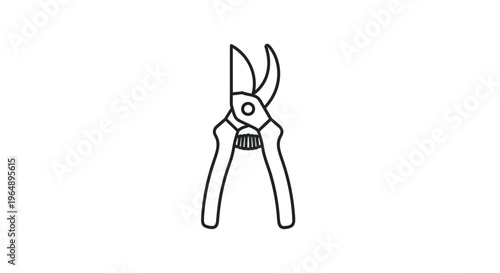 Simple black outline illustration of garden pruning shears tool used for horticulture or floral