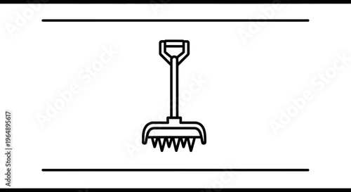 Gardening Hand Tool Line Icon with D-Handle for Cultivating Soil and Lawn Care Projects