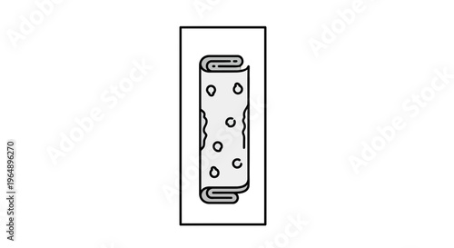 Clean line art illustration depicting a rolled culinary item with a simple dotted pattern design