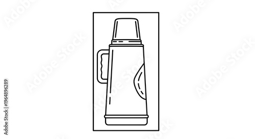 Minimalist Line Art Illustration of a Portable Vacuum Flask for Hot and Cold Beverages Outdoor