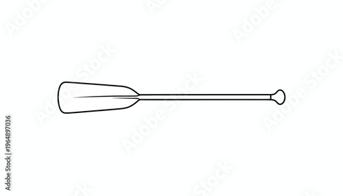 Simple Line Art of a Wooden Oar or Paddle for Rowing and Boating