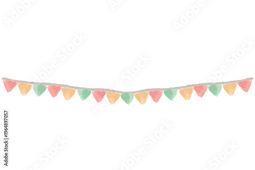 水彩のぬくもりシリーズ 幼稚園・保育園向け ガーランド ヘッダー装飾 三角旗 パステルカラー
