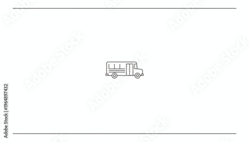 Simple Line Art Icon of a School Bus on White Background