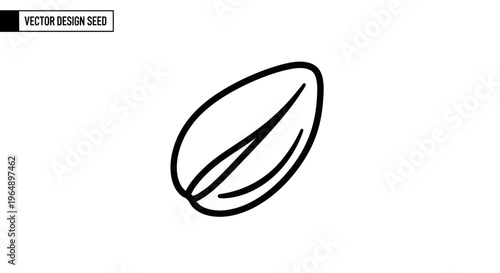 Simple Line Art Icon of a Seed or Bean, Minimalist Vector Graphic