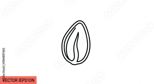 Simple Line Art Icon of a Seed or Embryo, Symbolizing Growth and New Beginnings