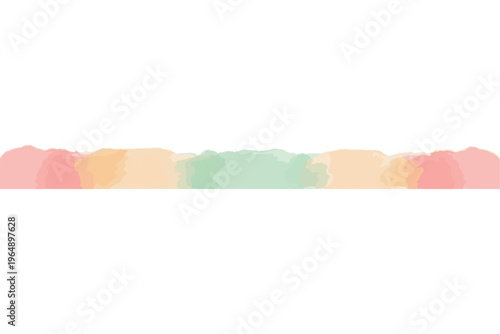 水彩のぬくもりシリーズ 幼稚園・保育園向け ふんわり虹色の滲みフッター 赤 黄 緑 境界線装飾