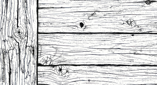 Rustic Wood Texture Background - Weathered Planks with Knots