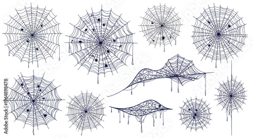 Spooky Halloween Spider Webs Collection - Vector Illustrations