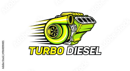 Turbo Diesel Engine Illustration - Speed and Power Concept
