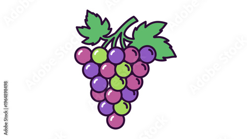 Bunch of grapes with leaves illustration.