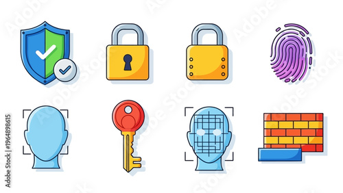 Security Icons Featuring Pads Locks and Authentication.