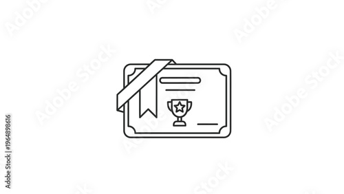 Certificate Icon with Trophy Symbol.
