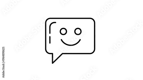 Simple Black Smiling Speech Bubble Icon.