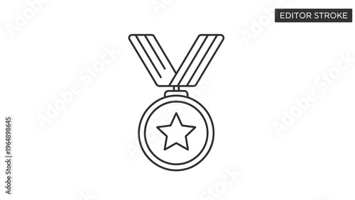 Simple Black and White Medal Icon.