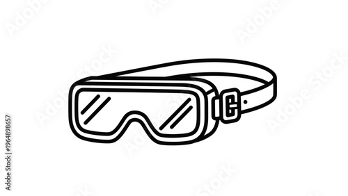 Diving Mask Illustration Black and White.