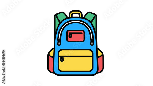 Colorful Cartoon Backpack with Pockets and Straps.