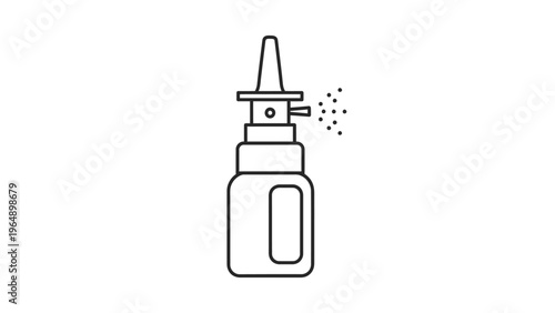 Nasal Spray Bottle Simple Line Drawing.
