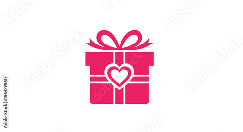 Pink gift box with heart.