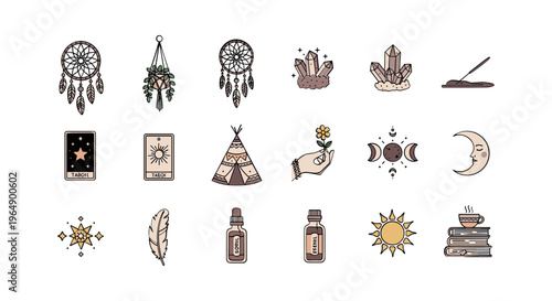 Various spiritual and mystical symbols.
