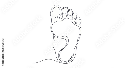 Single line drawing of a human foot, minimalistic and clean