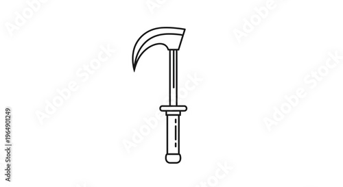 Sickle Tool Icon, Curved Blade, Agricultural Hand Tool, Vector Illustration