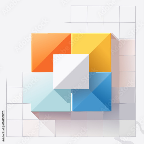 Cuadro en lienzo Abstract four quadrant square grid infographic layout islamic background