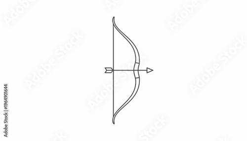 Archer's Bow and Arrow Icon, Silhouette of a Bow with Arrow, Vector Illustration