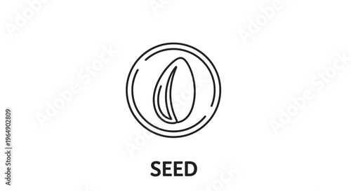 Seed Icon Line Art, Simple Circle Symbol for Growth, Nature, and Organic Concepts