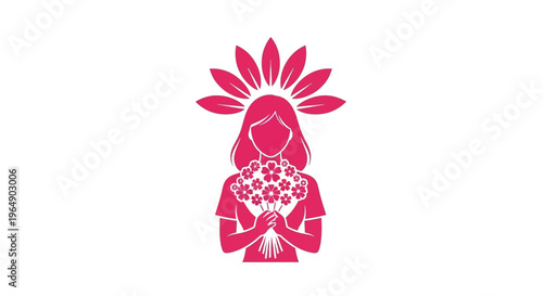 Woman with floral heart symbol peace.