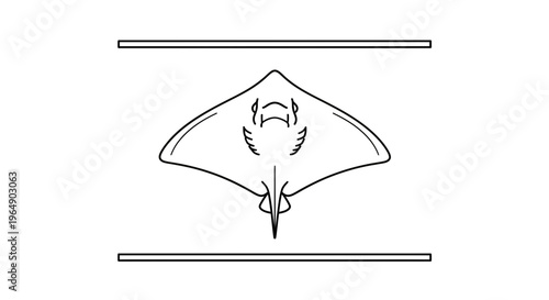Elegant marine creature vector artwork depicting a graceful stingray silhouette underwater in