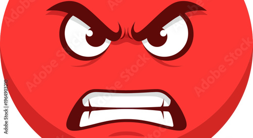 Angry Red Heart Face Icon - Frustration and Rage Symbol